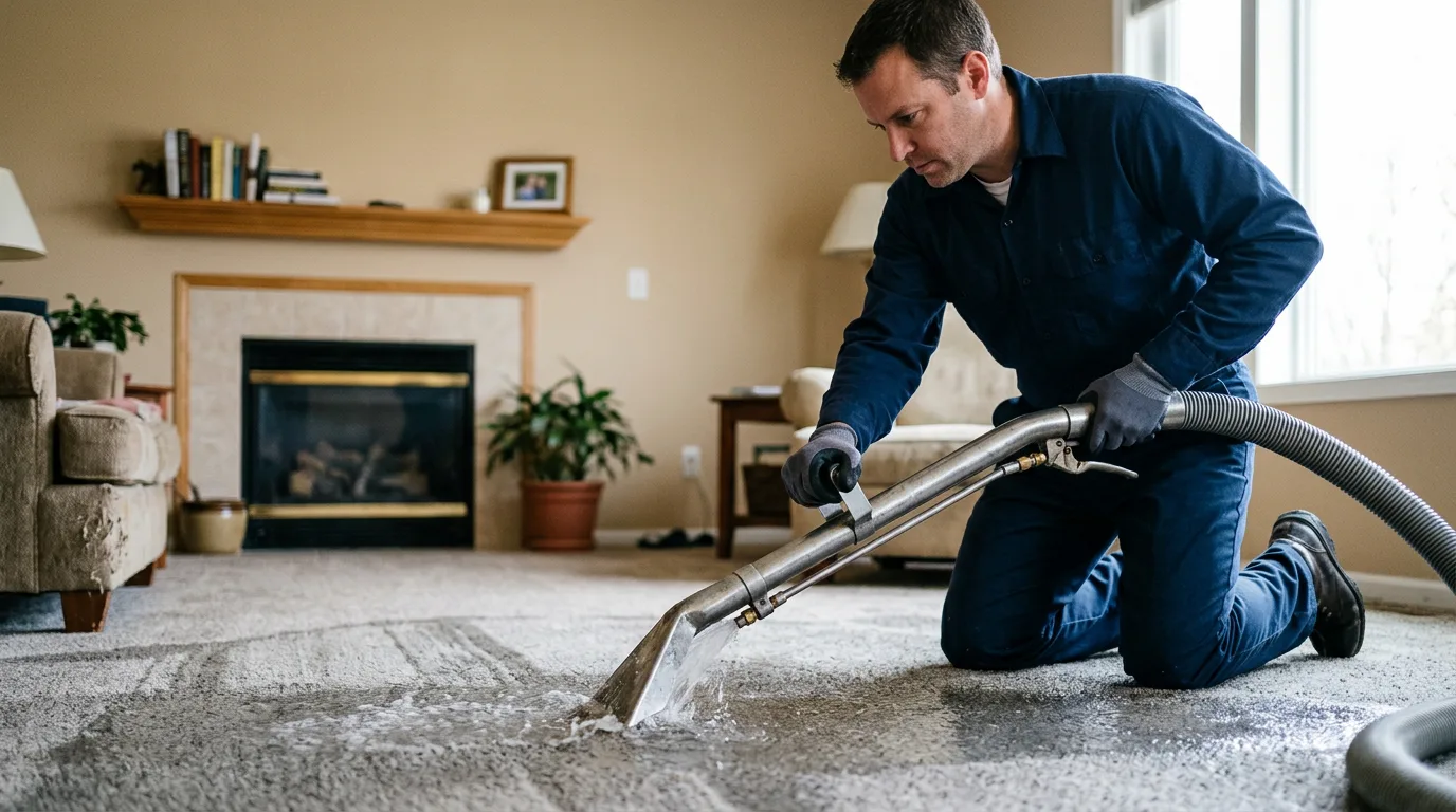 Water damage restoration technician working near New Milton, WV